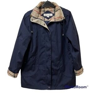 1 Madison Rain Jacket Button & Zip Front Large Front Pockets Navy Size Small